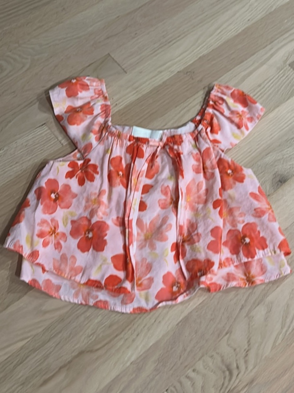 Zara Pink Top with Coral Floral Print 14 girls
